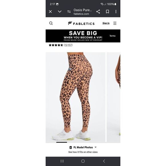 New Small Fabletics Natural Leopard PureLuxe Oasis High Waist 7/8 Leggings NWOT - Picture 2 of 10